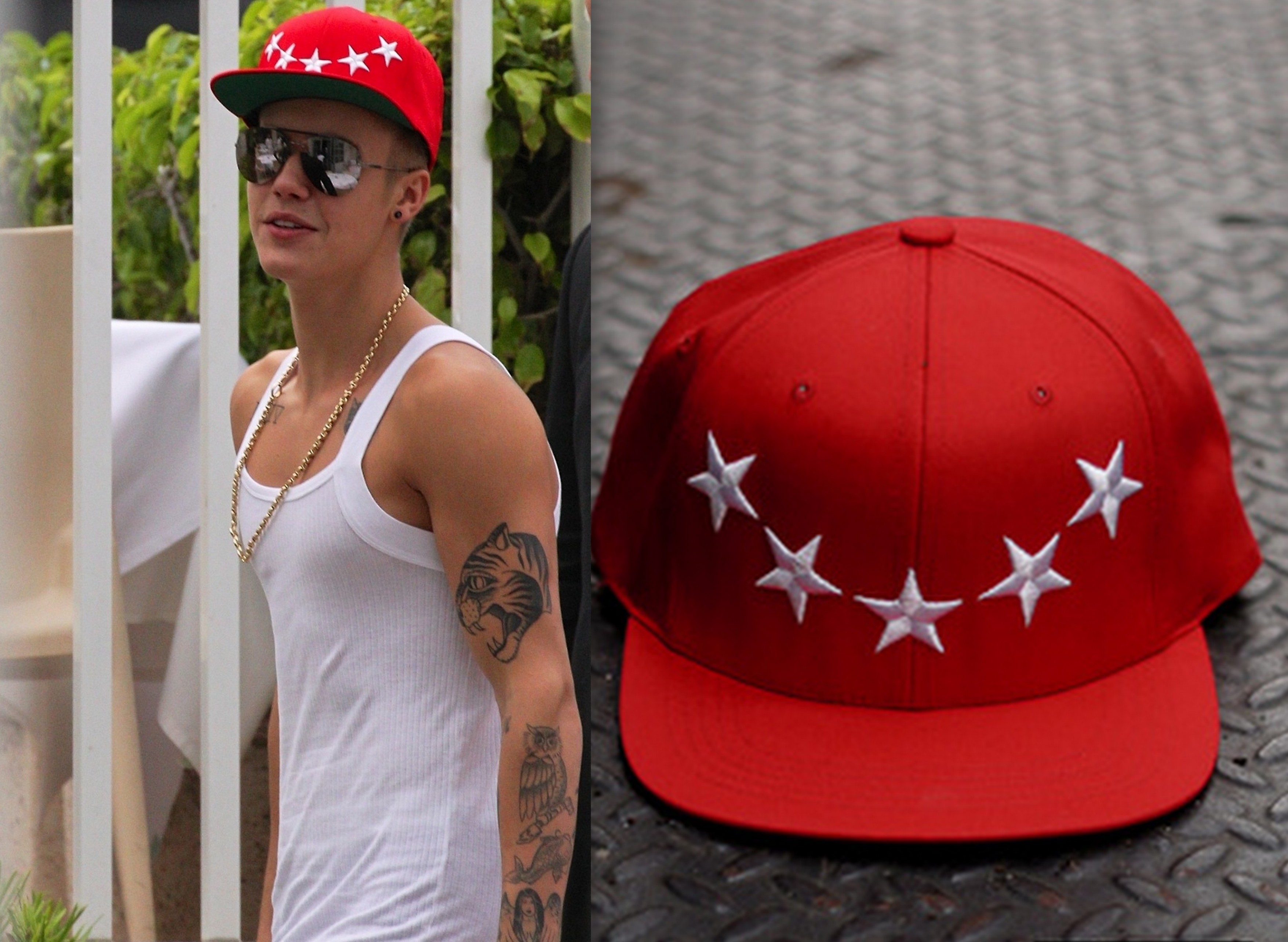 Justin Bieber wearing the "Givenchy Stars" cap